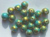 20 9mm Coated Turquoise with Gold Rounds